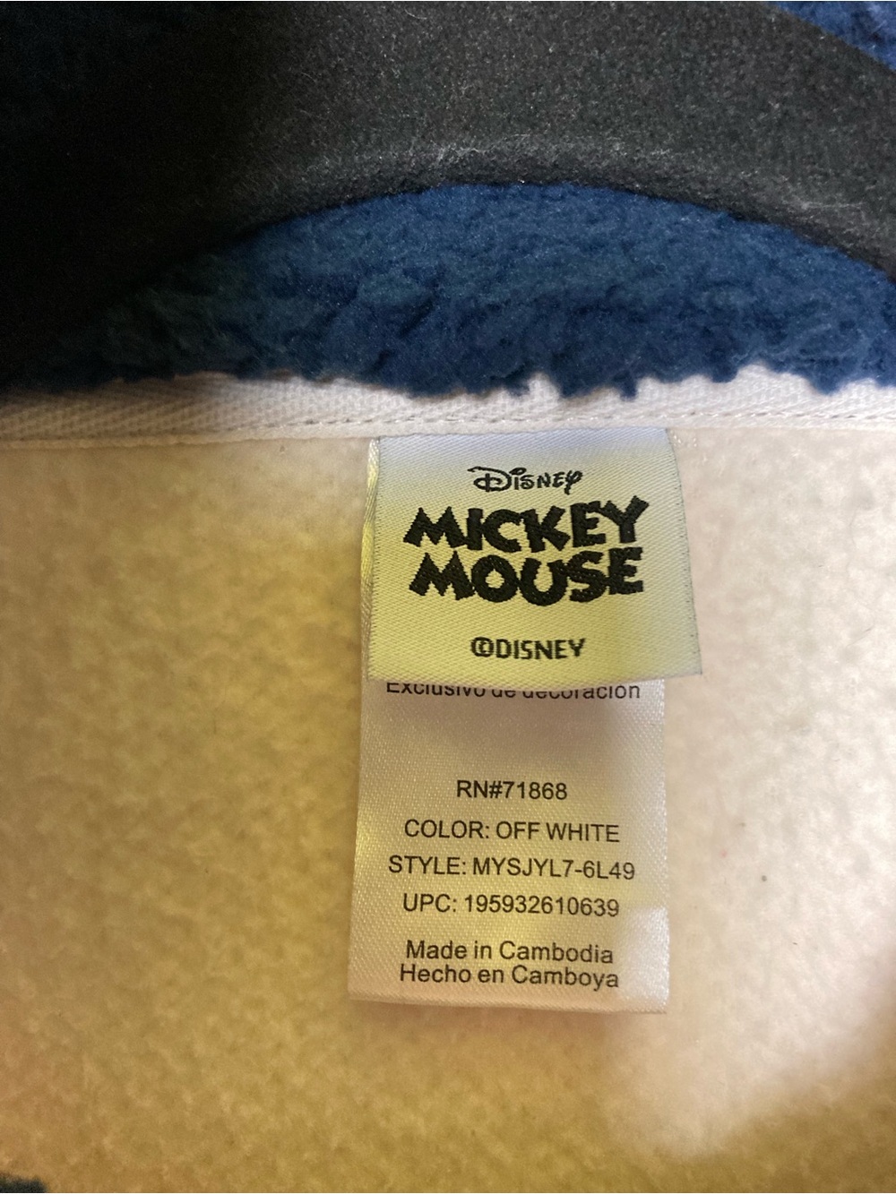 Disney Off-White Sherpa Jacket with Navy Trim - Picture 6 of 9